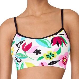Kate Spade New York  Floral Cami Cropped Bikini Top - Cream Floral Sz XS $95